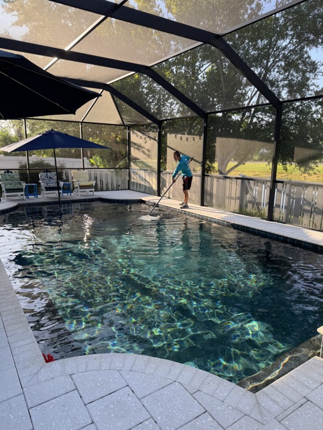 Crystal clear residential pool with spa, Tampa Bay